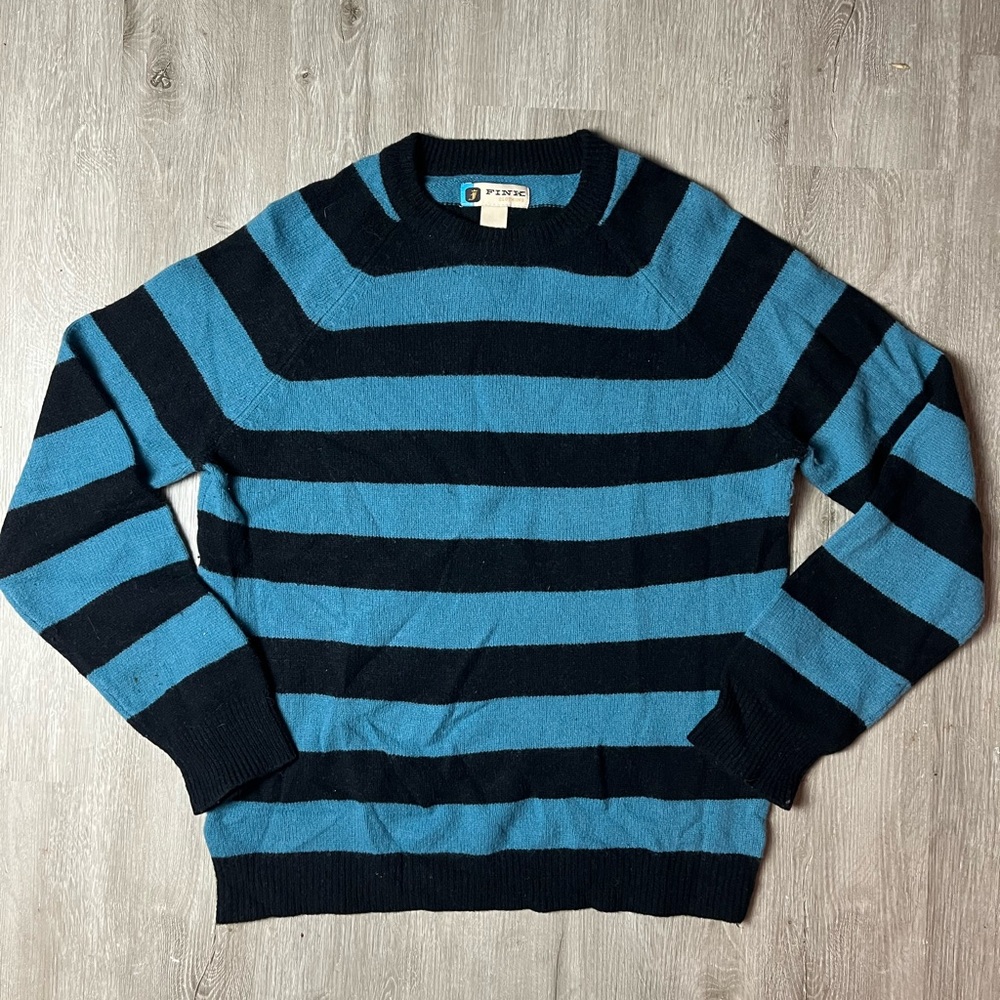 Fink Lambs wool XL Stripped Sweater Blue And Black Men’s Unisex Knit Pullover